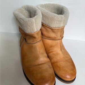 Aldo Tan Leather Winter Boots with Cream Shearling Cuff